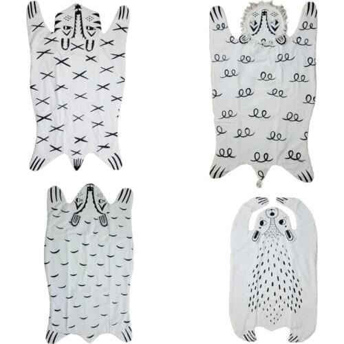 Cartoon Animals Raccoon Fox Tiger Bear Panda Lion Baby Quilted Play Mats Blanket Pad Carpet Rug Nordic Style Kids Bed Room Decor