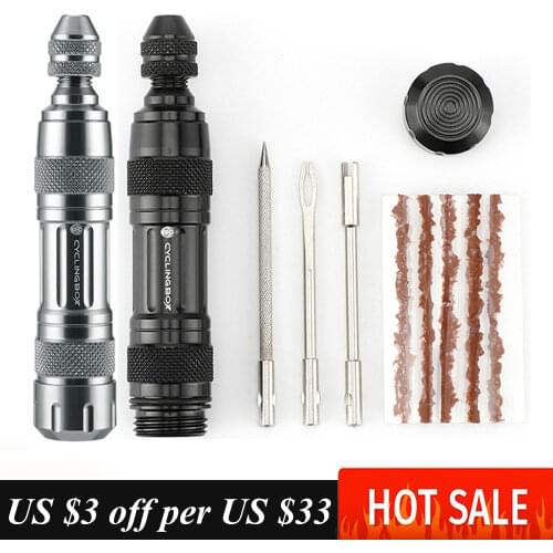 Tire Repair Kit 5PCS Rubber Strip And Bicycle Tire Repair Drill For MTB Road Bike Tubeless Repair Tool Set Bike Accessories