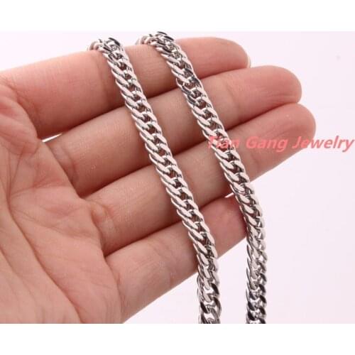 7-40" 6mm Newest 316L Stainless Steel Silver Color Fashion Jewelry Curb Cuban Chain Mens Womens Necklace Or Bracelet