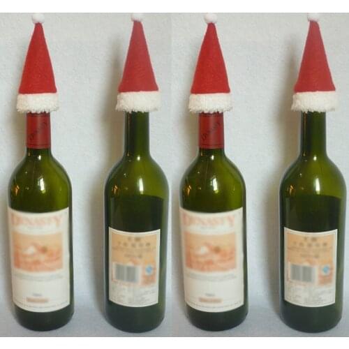 New 4Pcs Christmas Wine Bottle Cover Set Santa Claus Bottle Decor Hats for Home Christmas Party Ornament Table Decorations