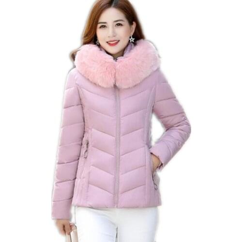 New Arrival Winter Women Jacket 2018 Hooded Fur Collar Down Cotton Jacket Long Sleeve Plus Size 4XL Thicken Cotton-Padded Q855