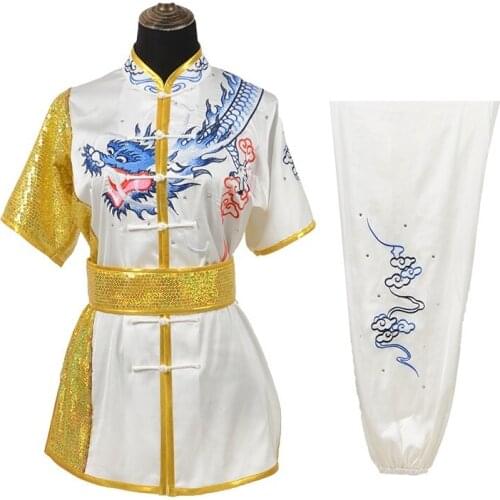 Wushu Clothing Wushu Costume Dragon Embroider Kungfu Uniform Clothes Martial Arts Uniform Chinese Warrior Costume Exercise 12458