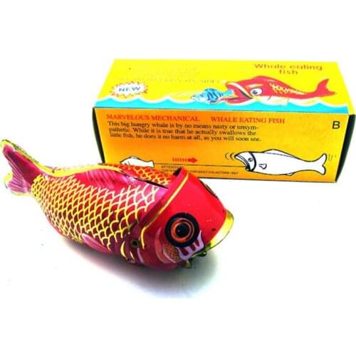 Vintage Style Tin toys Antique Robots wind up toys for Children Home Decor Metal Craft Big fish eat small fish