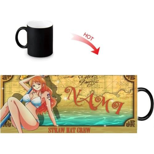 Custom One Piece Role Nami Color Change Water Mug 350ml Heat Reveal Coffee Cups Temperature Sensitive magic Mugs