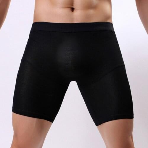 Sexy Men Underwear Boxer Shorts Cotton Panties Man Breathable Low Rise U Convex Pouch Long Leg Underpants Cueca Plus Size M-XXL