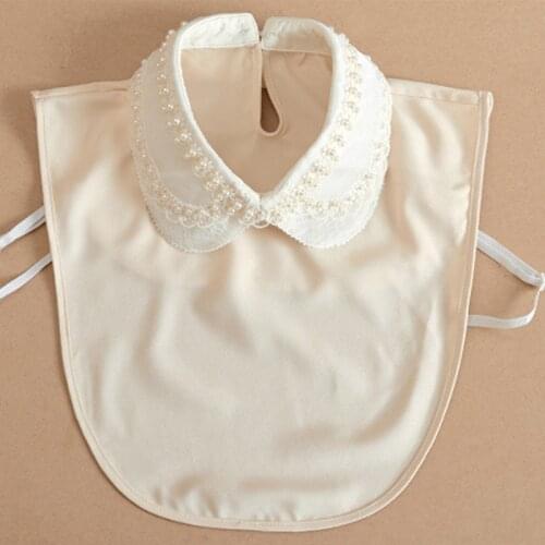Detachable Top Women Clothes Accessories Shirt collar embroidery beaded wild female chiffon Lace-up wooden collar autumn Winter