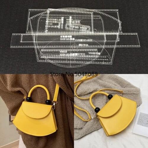 1set DIY Acrylic Leather Template Home Handwork Leathercraft Sewing Pattern Tools Accessory Shoulder Bag 23x16x6cm