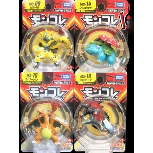 TAKARA TOMY Genuine Pokemon MS Charizard Venusaur Zoroark Zeraora Cute Action Figure Model Toys