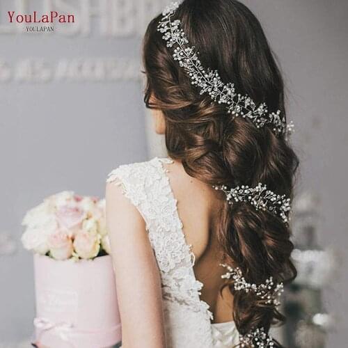 TOPQUEEN HP120-S Wedding Hair Vine Bridal hair accessory Bridal Headpiece Handmade Pearls and Crystal Beaded Silver Color