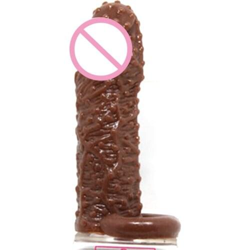 Skin Care Penis Sleeve Reusable Dildo Condoms Flexible Penis Sleeves Sex Toy For Men Sex Products Solid Head Wear Penis Extender