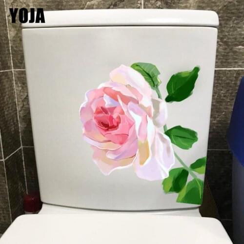 YOJA 21.8*23.9CM Rose Flower Independent Branch Fashion Living Room Wall Decor Toilet Sticker T1-1112