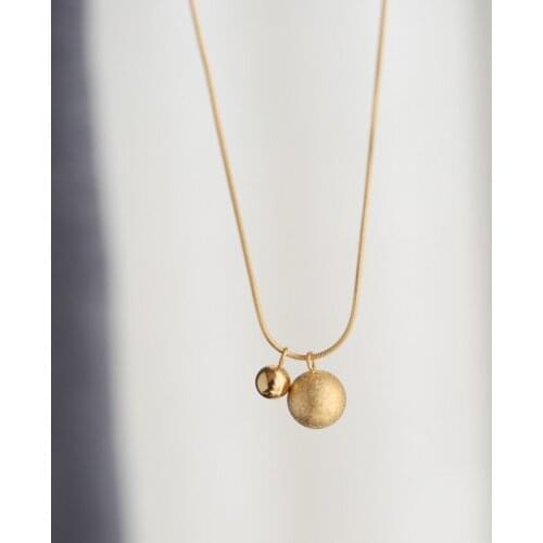 YUN RUO Not Fade Vintage 18 K Gold Frosted Steel Ball Pendant Necklace Fashion Titanium Stainless Steel Jewelry Woman Accessory