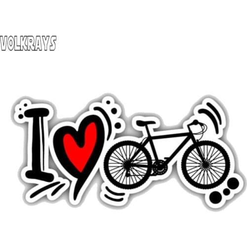 Volkrays Funny Car Sticker I Love Cycling Accessories PVC Decal for Motorcycle Lada Granta Renault Megane 2 Peugeot 308,4cm*11cm