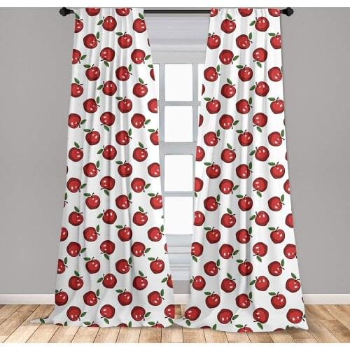 Apple Window Curtain Hand Drawn Cartoon Apples Organic Juicy Delicious Fruit Healthy Eating Lightweight Decorative