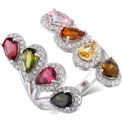 GZ ZONGFA Fashion Latest Designs 925 Silver Natural Tourmaline Women & MenS New Model Fine Jewelry Wedding Rings