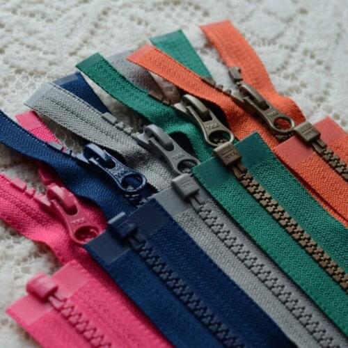 10 Pcs/lot Short Antique Vintage YKK Zipper Resin Single Open Fasteners Orange Grey Green Pink for Kids Childrens Clothing