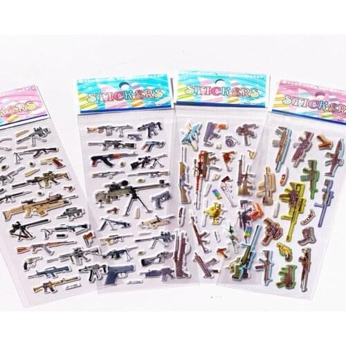 10pcs A Number of Aircraft Motorcycle Gun Three-dimensional Cartoon Sticker Kindergarten Reward Gift Puzzle Early Teaching