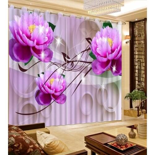 3D Curtain Fashion Customized Circle Pink Flowers Curtains For Bedroom Custom Any Size 3D Curtain Blackout Curtain Living Room