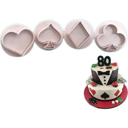 4Pcs/Lot Cookies Cutter Poker Shape Biscuit Playing Cards Cake Fondant Mold Spade Heart Club Diamond Pastry Cutting Mould Tools