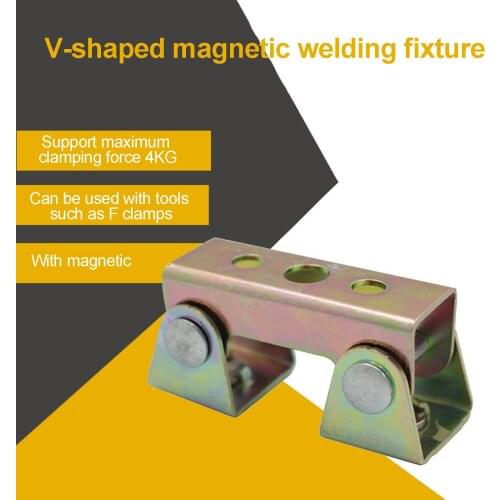 4 Pcs V-Type Clamps Magnetic Welding Clamps Fixture V-Shaped Adjustable V-Pads Hand Tools Metal Welding Holder