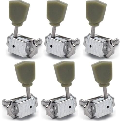 6pcs Left and Right Hand Vintage Guitar Deluxe Locking String Tuning Pegs Machine Heads Greenish Button Chrome Golden Black