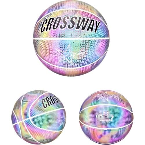 Basketball NO.7 For Night Sports Boys Kids Gifts Indoor 2 Colors Holographic Basketball Glowing Reflective Basketball Luminous