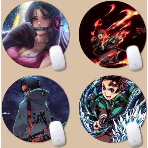 Demon Slayer Anime nezuko Large Mouse pad PC Computer mat Round Non-slip Cushion