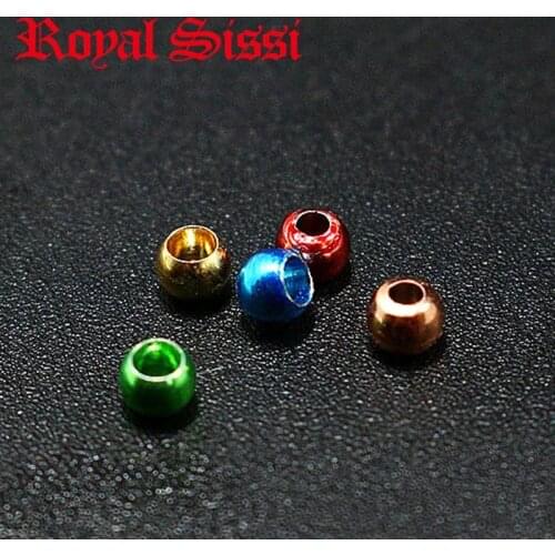 Hot 5colors/set 2.5mm fly tying brass beads brass &copper material colorful head bead for fly fishing flies pupa bugs nymph head