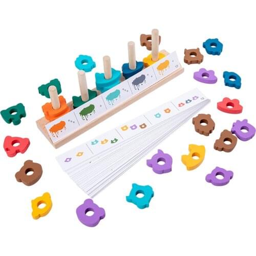 Kids Wooden Matching Toy Educational Shape Color Recognition Sacking Game Cognitive Ability Learning Toys Game Intellectual Gift