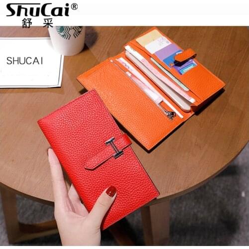 Long Wallet Women Purses Fashion Coin Purse Card Holder Wallets Female High Quality Clutch Money Bag Genuine Leather Wallet