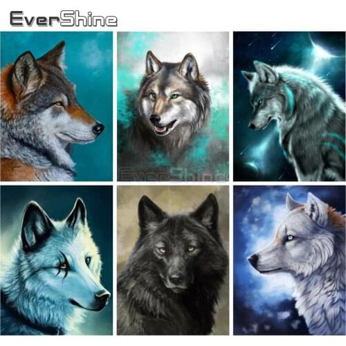 EverShine Diamond Painting Kits Wolf Diamond Embroidery Animals Rhinestones Art Cross Stitch Handwork Gift Wall Decoration