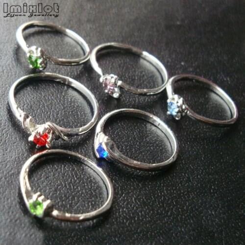 Imxilot 100Pcs Wholesale Lots Fashion Jewelry Crystal CZ Rhinestone Silver Plated Rings For Women Party Wedding Ring