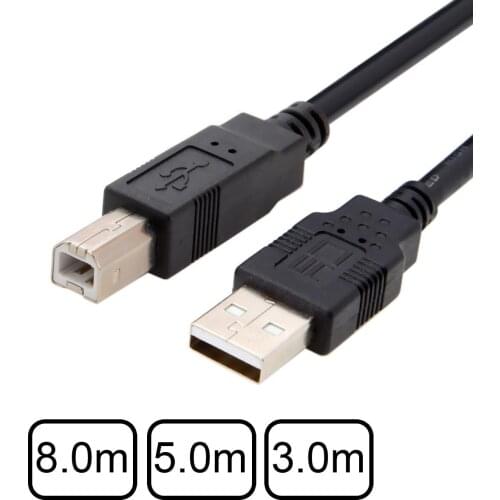 Jimier 8m 5m 3m USB Standard-B Type to USB 2.0 Male Data Cable for Hard Disk & Scanner & Printer with Dual Shield Braid Black