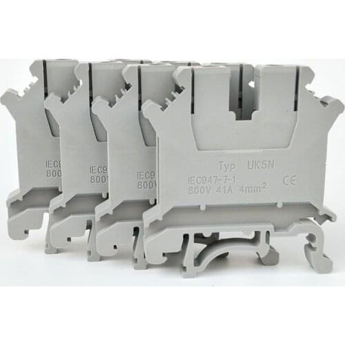 10PCS UK5N DIN Rail Terminal Block Wire Terminal blocks DIN Rail Universal Combination Terminal Blocks Screw Type UK-5N