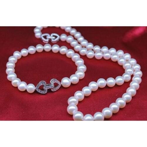 Beautiful New design 8-9mm natural south seas white pearl necklace 18inch bracelet
