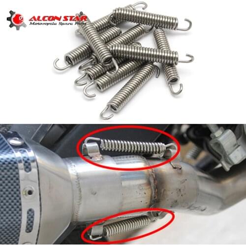 Alconstar-2/6/10pcs Stainless Steel Motorcycle Exhaust Mounting Spring Rotatable with Welding Fastener for Honda for Kawasaki
