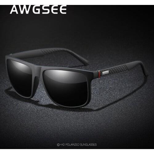 AWGSEE Vintage Men Classics Polarized Sunglasses Mirror Driving Male Square Shades Travel Fishing Goggles Sports Sunglasses