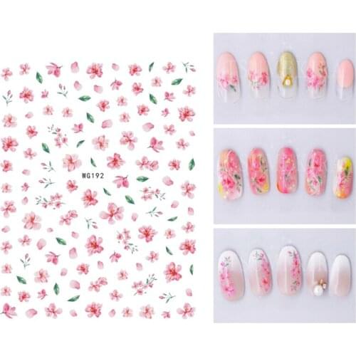 10PCS Leopard Check Love Nail Stickers Painted Spring/Summer Flowers Chrysanthemum Nail Decoration Applique