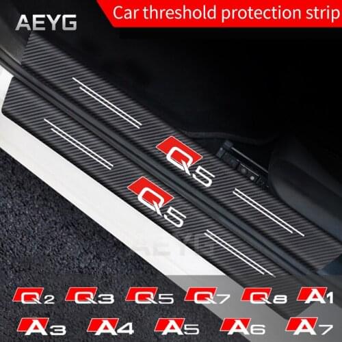 Carbon Fiber Car Door Sill Guard Protective Leather Stickers Vinyl Decals For Audi A1 A3 A4 A5 A6 A7 Q2 Q3 Q5 Q7 Q8 Accessories