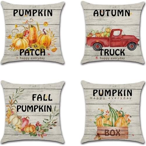 Happy Fall Pumpkins Cushion Cover Happy Halloween Pillow Covers Cartoon Home Decor for Sofa Bed Decorative Cases 45x45cm