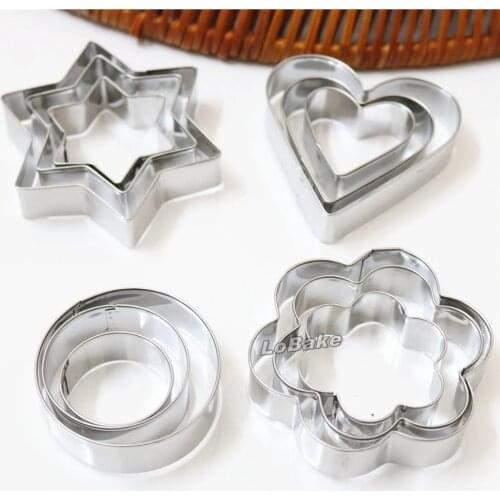 New 3 to 6cm heart round flower stars shape stainless steel cookie cutter biscuit fondant baking mold for DIY cake decorations