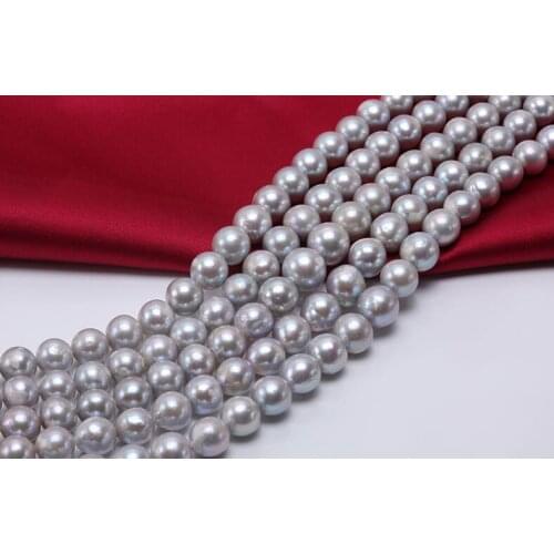 Genuine pearl 10mm gray freshwater pearl loose beads DIY gift one strands Hole Approx 1mm 37CM 15