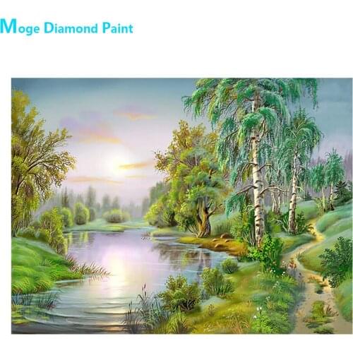 Field Forest Tree Winding Trail Diamond Painting Scenic Round Full Drill Nouveaute DIY Mosaic Embroidery 5D Cross Stitch Gifts