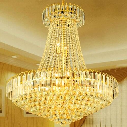 Simple modern duplex office staircase golden crystal chandelier European restaurant atmosphere living room hotel engineering LED