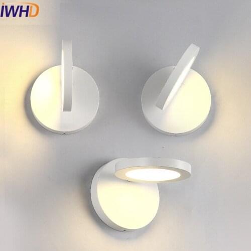 Simple Modern Wall Sconces Black White LED Wall Light Fixtures Iron Rotate Bedside Wall Lamp Decor Home Lighting Lampe Murale