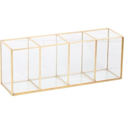 Luxury Clear Glass Makeup Box Cosmetic Storage Box Makeup Brushes Organizer Pencil Lipstick Holder Makeup Tools Organizer Case
