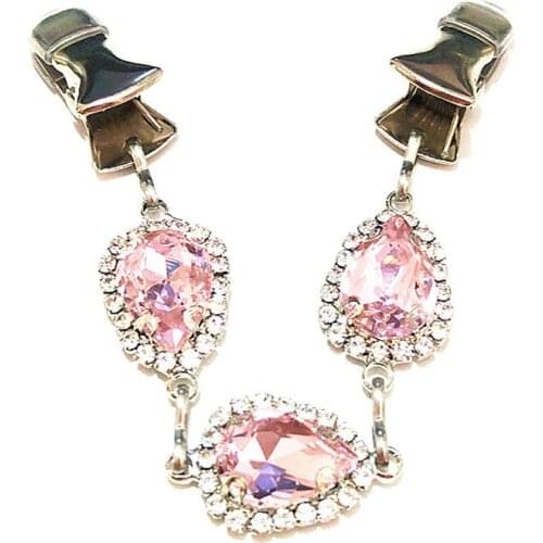 Pink Water Drop Crystal Cardigan Clip Girls Cloak Cape Clasp Women Jewelry Rhinestone Sweater Shawl Alligator Guard Clips