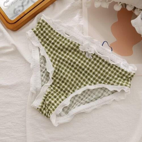 Modal sweet Seamless Panties women Quality Japanese casual plaid Panties lingerie Mid-rise women briefs N512