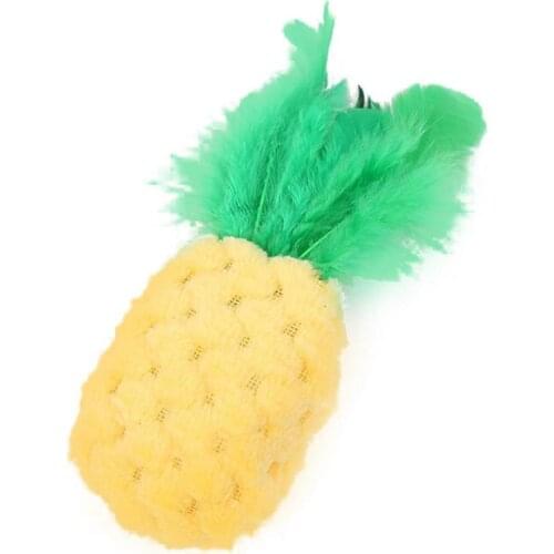 Funny Cat Toy Interactive Creative Plush Pineapple Shape Cat Feather Toy Kitten Play Toy Pet Supplies Gatos