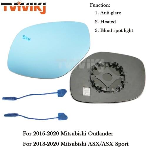 1 pair Side rearview mirror blue glass lens With Blind spot light For Mitsubishi Outlander ASX 2013-2020 anti glare BSA BSD